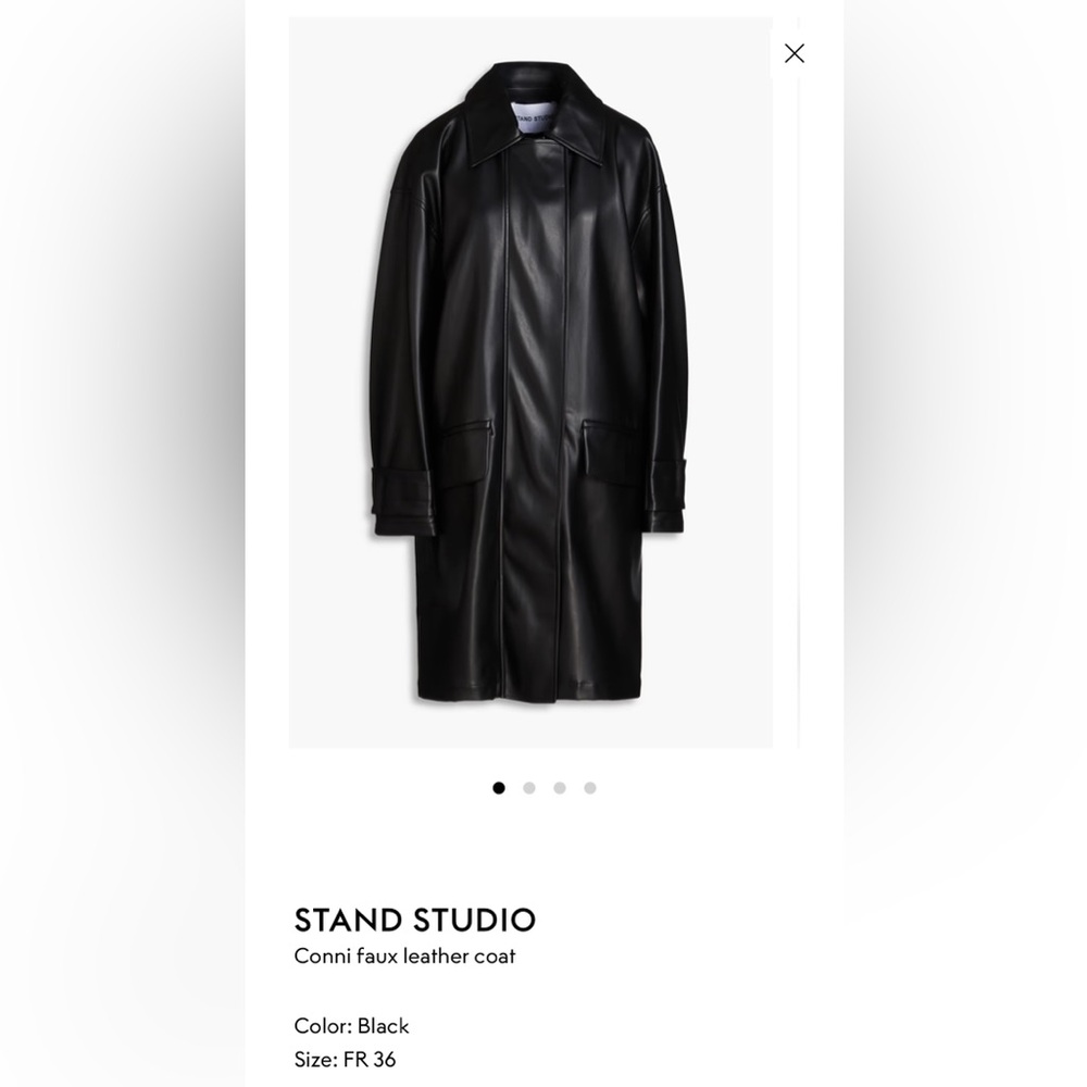 Stand Studio Conni Black Faux Leather Coat NWT
